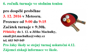 6. ročník turnaje ve stolním tenisu 1