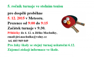 5. ročník turnaje ve stolním tenise 